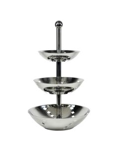 Alzata a 3 piani con piatti fondi della serie Quadri in acciaio inox  Ilsa