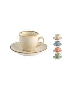 H&H Lifestile Pearl Set Tazzine da caff￨ in porcellana colorate con piattino - confezione da 4 pezzi