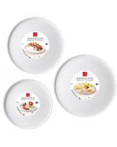 Bormioli Grangusto Alta Cucina Set di Piatti Piani in Vetro Temperato - 3 pezzi