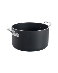 AGNELLI Al Black Casseruola Alta in Alluminio 28 cm 2 Maniglie per Induzione Antiaderente