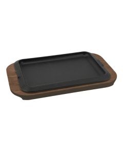 ILSA Piatto a servire rettangolare in ghisa Basic con vassoio in legno cm 30x22