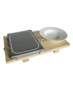 ILSA Set 9 pz Convivio Piastra Lavica con stand e vassoio in legno cm 21x29