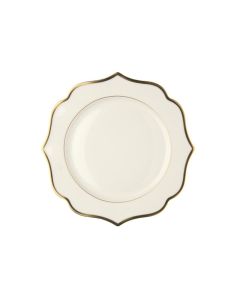 LE COQ Ionica Piatto fondo color avorio con filo oro al bordo e filo Marly D. 22 cm