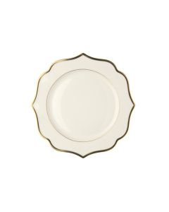 LE COQ Ionica Piatto frutta color avorio con filo oro al bordo e filo Marly D. 20 cm