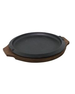 ILSA Piatto a Servire Tondo Ghisa Basic con Vassoio Legno cm 21