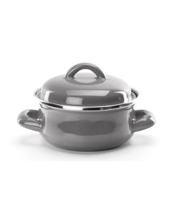ILSA Mini Casseruola con coperchio Grigia 2 maniglie Ferro smaltato porcellanato