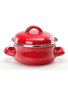 ILSA Mini Casseruola con coperchio Rossa 2 maniglie Ferro smaltato porcellanato
