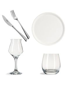 Kit Pizzeria 12 Coperti piatti bicchieri posate