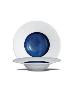 LE COQ Abyssos Pasta Bowl bianca matt e blu D. 30,5 H. 6,5 - Confezione 3 pezzi