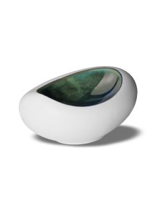 LE COQ Abyssos Coppa Ovale Gourmet bianca matt e blu 20x15 cm H. 9 cm