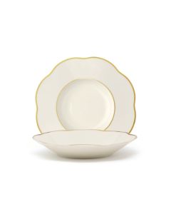 LE COQ Anemone Piatto Fondo con filo oro e filo Marly D. 21 cm - Confezione 6 pezzi