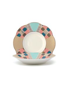 LE COQ Anemone Piatto Fondo con decoro Eutenea D. 21 cm - Confezione 6 pezzi