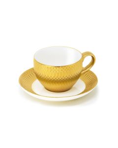 LE COQ Deras Tazza da caff￨ con piattino color oro cl 8 - Confezione 4 pezzi