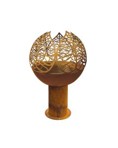 LE COQ Atlantis Sfera braciere con decoro foglie in acciaio corten ￘ cm 50