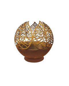 LE COQ Atlantis Sfera braciere con decoro foglie in acciaio corten ￘ cm 60
