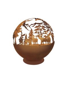LE COQ Atlantis Sfera braciere con decoro foresta in acciaio corten ￘ cm 60