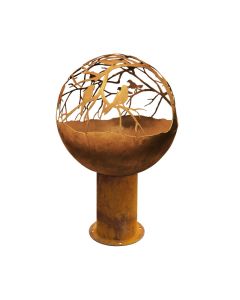 LE COQ Atlantis Sfera braciere con decoro voliera in acciaio corten ￘ cm 50