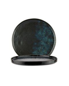LE COQ Phobos Piatto rotondo nero puntinato blu D. 31 cm H. 2,5 cm