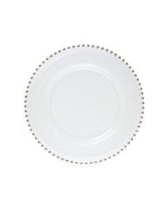 LE COQ Helios Piatto pane in vetro con perle color platino 