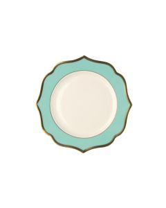 LE COQ Ionica Piatto frutta colore Tiffany con filo oro al bordo e filo Marly D. 20 cm