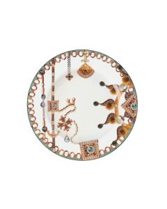 LE COQ Lithos Piatto Piano bianco e verde salvia 26,5 cm - Confezione 4 pezzi