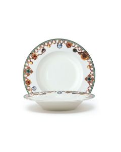 LE COQ Lithos Piatto Fondo bianco e verde salvia 21,5 cm - Confezione 4 pezzi