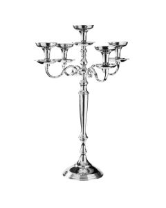 LE COQ Stylos Candelabro 5 Fiamme platino D. 20 cm H. 69 cm