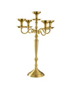 LE COQ Stylos Candelabro 5 Fiamme oro matt D. 20 cm H. 69 cm