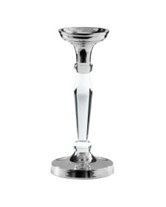 LE COQ Stylos Candelabro 1 Fiamma platino e acrilico D. 12,5 cm H. 28,5 cm