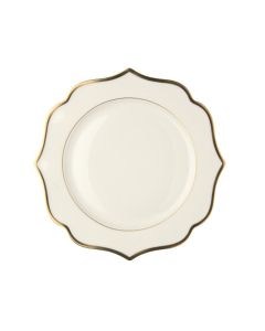 LE COQ Ionica Piatto rotondo color avorio con filo oro al bordo e filo Marly D. 30,5 cm