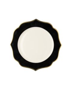 LE COQ Ionica Piatto rotondo color nero con filo oro al bordo e filo Marly D. 30,5 cm