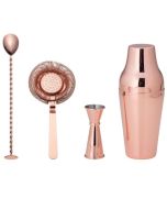 Supreminox Set Cocktail Professionale finitura in Rame con Shaker Jigger Colino e Cucchiaio