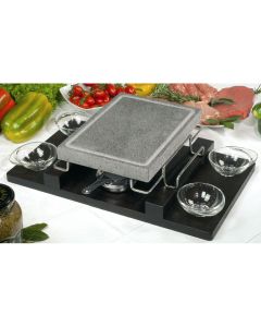 ILSA Set 9 pz Convivio Piastra Lavica con stand e vassoio in legno cm 21x29