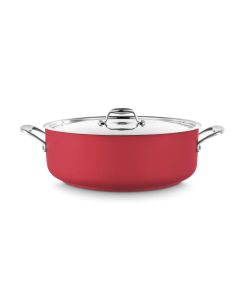 Pujadas Casseruola bassa a due manici Cool·Line Colors rossa in acciaio cm 28 con coperchio