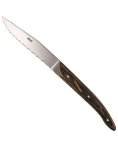 Abert Safari Coltello Carne con lama seghettata e manico in legno - Confezione da 6 pezzi