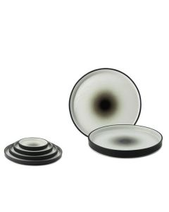 PIATTO TONDO DA CM 16 MOD. BILBAO NERO E GRIGIO IN STILE SCANDINAVO confezione da 6 pezzi