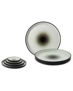 PIATTO TONDO DA CM 20 MOD. BILBAO NERO E GRIGIO IN STILE SCANDINAVO
