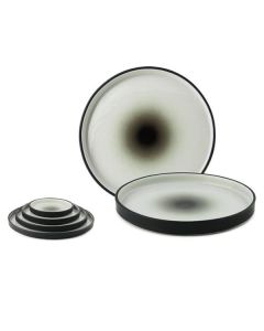 PIATTO TONDO DA CM 25 MOD. BILBAO NERO E GRIGIO IN STILE SCANDINAVO