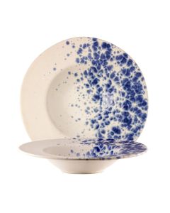 LE COQ Phobos Pasta Bowl bianco con puntini reattivi blu 28,5 cm - Confezione 6 pezzi