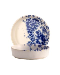 LE COQ Phobos Piatto Fondo bianco con puntini reattivi blu 18 cm - Confezione 6 pezzi