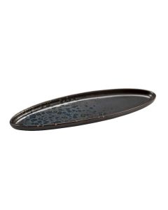 LE COQ Phobos Vassoio ovale stretto nero con puntini reattivi blu cm 31x10 - Confezione 6 pezzi