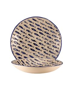 LE COQ Thalassios Coppa Rotonda in Stoneware Bicolore D. 36 cm - Confezione 2 pezzi