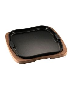 ILSA Piatto a servire in ghisa Gourmet con vassoio in legno cm 29x29
