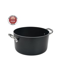 AGNELLI Al Black Casseruola Alta Alluminio Antiaderente Induzione 2 Maniglie Inox