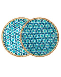 LE COQ TERSICORE Segnaposto intrecciato in rattan celeste e blu cm 36 - Confezione 24 pezzi