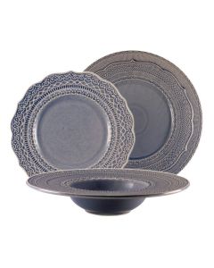 LE COQ Skalistos color denim blue - Servizio Piatti colorati con decoro in rilievo