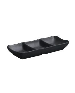 EFAY Piattino rettangolare per salse a 3 scomparti Zen in melamina cm 19,5x8,5 - Confezione da 24 pezzi
