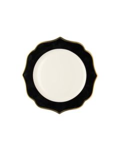 LE COQ Ionica Piatto fondo color nero con filo oro al bordo e filo Marly D. 22 cm