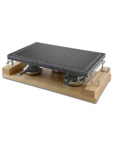 ILSA Convivio MAXI Piastra lavica rettangolare con stand in acciaio inox 18-10 e vassoio in legno set 8 pz