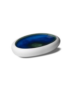 LE COQ Abyssos Vassoio Ovale Gourmet bianco matt e blu 21x14 cm H. 3